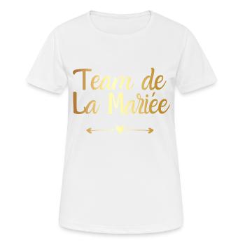 Team de la mariée doré - cadeau la mariée - T-shirt respirant Femme - blanc - Devant - AI Model Female 172 dark (172cm)