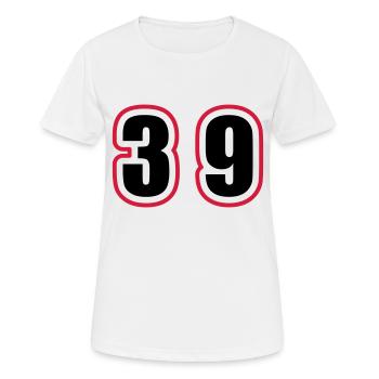 39 Zahl College - Frauen T-Shirt atmungsaktiv - Weiß - Vorne - AI Model Female 172 dark (172cm)