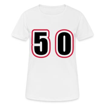 50 Zahl College - Frauen T-Shirt atmungsaktiv - Weiß - Vorne - AI Model Female 172 dark (172cm)