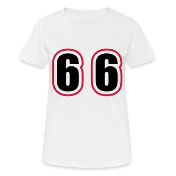 66 Zahl College - Frauen T-Shirt atmungsaktiv - Weiß - Vorne - AI Model Female 172 dark (172cm)