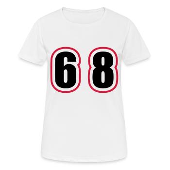 68 Zahl College - Frauen T-Shirt atmungsaktiv - Weiß - Vorne - AI Model Female 172 dark (172cm)