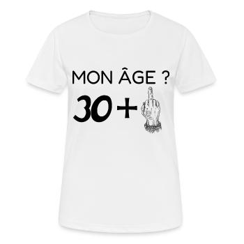 mon âge 31 - T-shirt respirant Femme - blanc - Devant - AI Model Female 172 dark (172cm)