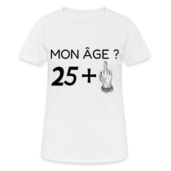 mon âge 26 - T-shirt respirant Femme - blanc - Devant - AI Model Female 172 dark (172cm)