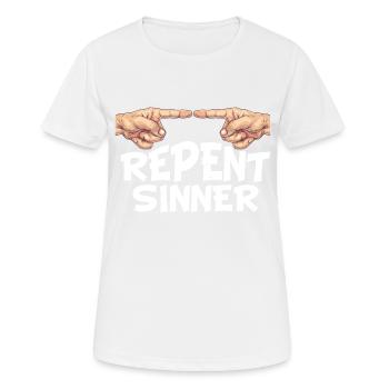 Repent Sinner 30 - Women's Breathable T-Shirt - white - Front - AI Model Female 172 dark (172cm)