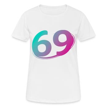 Nummer 69 mehrfarbig - Frauen T-Shirt atmungsaktiv - Weiß - Vorne - AI Model Female 172 dark (172cm)