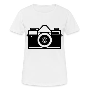 Kamera - Frauen T-Shirt atmungsaktiv - Weiß - Vorne - AI Model Female 172 dark (172cm)