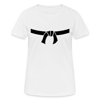Karate Judo Jiu Jitsu Gurt - Frauen T-Shirt atmungsaktiv - Weiß - Vorne - AI Model Female 172 dark (172cm)