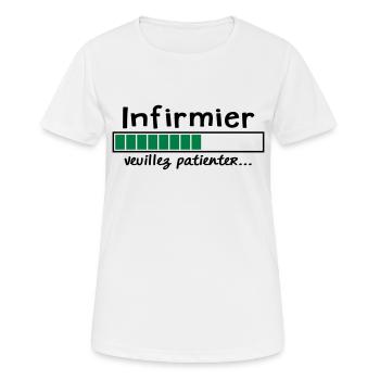 infirmier veuillez patienter - T-shirt respirant Femme - blanc - Devant - AI Model Female 172 dark (172cm)