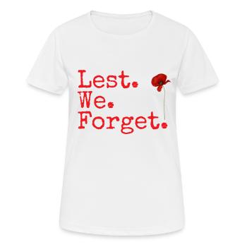 Damit nicht. Wir. Vergessen. Geschenke zum Gedenktag. Roter Mohn - Frauen T-Shirt atmungsaktiv - Weiß - Vorne - AI Model Female 172 dark (172cm)