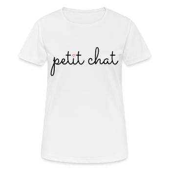 "Petit chat" – Die kleine Katze - Frauen T-Shirt atmungsaktiv - Weiß - Vorne - AI Model Female 172 dark (172cm)