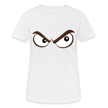 Boese Augen - grimmig/ schelcht gelaunt - Frauen T-Shirt atmungsaktiv - Weiß - Vorne - AI Model Female 172 dark (172cm)