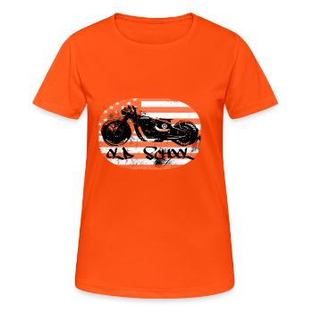 Chopper Bopper moto - T-shirt respirant Femme - orange néon - Devant - AI Model Female 172 dark (172cm)