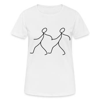 strichmaennchen spazieren gehen mitnehmen fuehren - Frauen T-Shirt atmungsaktiv - Weiß - Vorne - AI Model Female 172 dark (172cm)