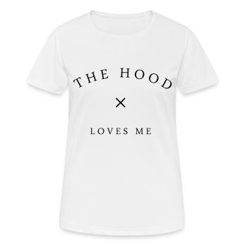 The hood loves me - Frauen T-Shirt atmungsaktiv - Weiß - Vorne - AI Model Female 172 dark (172cm)