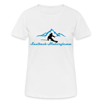 Winter - Skifahrer Berge Saalbach - Frauen T-Shirt atmungsaktiv - Weiß - Vorne - AI Model Female 172 dark (172cm)
