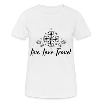 live love travel - Frauen T-Shirt atmungsaktiv - Weiß - Vorne - AI Model Female 172 dark (172cm)