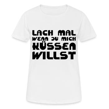 Lach mal, wenn Du mich küssen willst - Frauen T-Shirt atmungsaktiv - Weiß - Vorne - AI Model Female 172 dark (172cm)