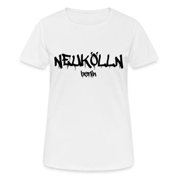 Neukölln Graffiti - Berlin - Bezirk - Deutschland - Frauen T-Shirt atmungsaktiv - Weiß - Vorne - AI Model Female 172 dark (172cm)