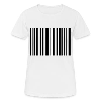 Striped barcode code strip - Women's Breathable T-Shirt - white - Front - AI Model Female 172 dark (172cm)
