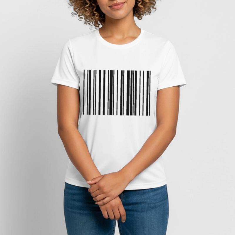Barcode Code Streifen Gestreift Frauen T-Shirt atmungsaktiv