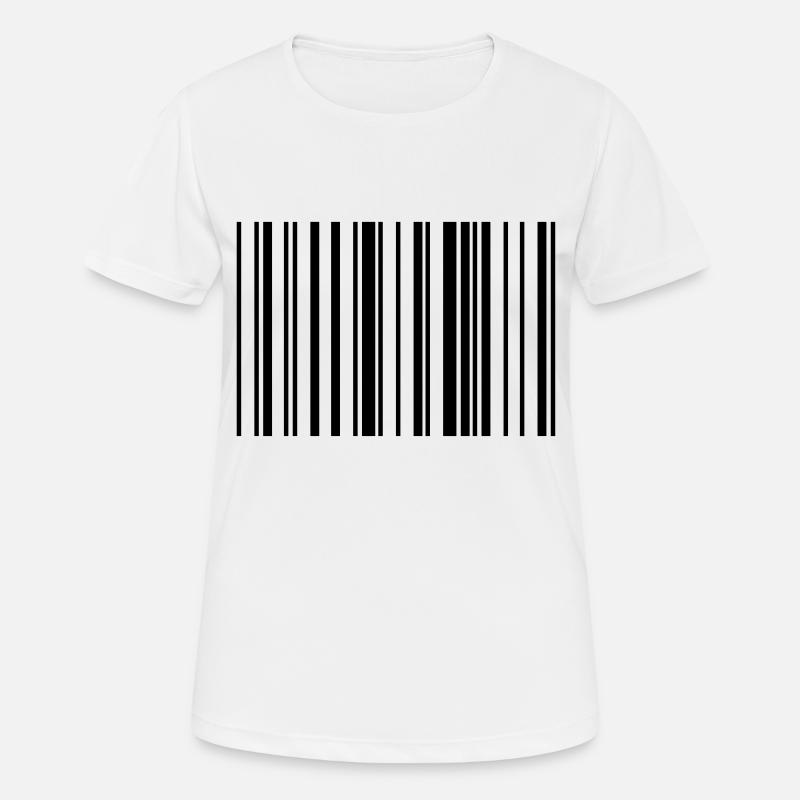 Bande de code à barres rayée - T-shirt respirant Femme - blanc