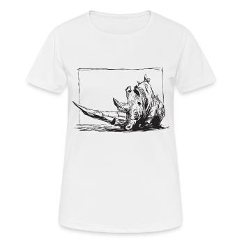 Nashorn - Frauen T-Shirt atmungsaktiv - Weiß - Vorne - AI Model Female 172 dark (172cm)