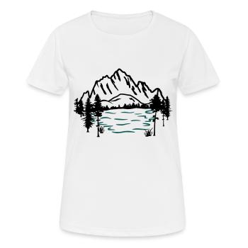 Mountains and lake, mountain and water - Women's Breathable T-Shirt - white - Front - AI Model Female 172 dark (172cm)