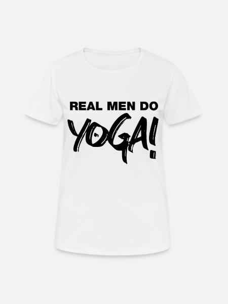 Männer Yoga - Frauen T-Shirt atmungsaktiv - Weiß