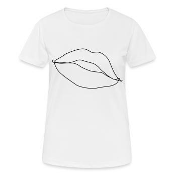 Kussmund Zeichnung - Frauen T-Shirt atmungsaktiv - Weiß - Vorne - AI Model Female 172 dark (172cm)
