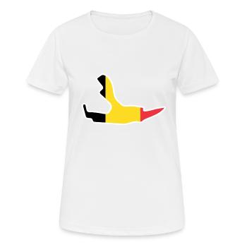 Belgien Rennstrecke mit Flagge - Frauen T-Shirt atmungsaktiv - Weiß - Vorne - AI Model Female 172 dark (172cm)