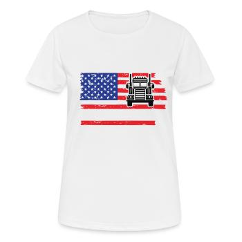 USA LKW - Frauen T-Shirt atmungsaktiv - Weiß - Vorne - AI Model Female 172 dark (172cm)