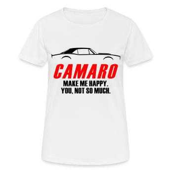 CAMARO ME RENDS HEUREUX, TU N’AS PAS TELLEMENT - T-shirt respirant Femme - blanc - Devant - AI Model Female 172 dark (172cm)
