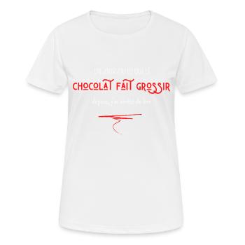 un jour j'ai lu que le chocolat fait grossir - T-shirt respirant Femme - blanc - Devant - AI Model Female 172 dark (172cm)