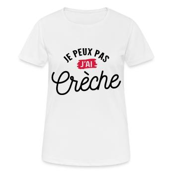Je peux pas j'ai crèche - T-shirt respirant Femme - blanc - Devant - AI Model Female 172 dark (172cm)