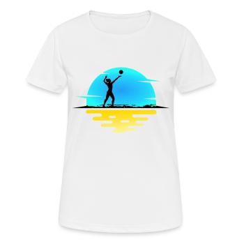VOLLEYBALLERIN Aufschlag VOLLEYBALL-Girl am Beach - Frauen T-Shirt atmungsaktiv - Weiß - Vorne - AI Model Female 172 dark (172cm)
