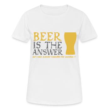 La bière est la réponse - T-shirt respirant Femme - blanc - Devant - AI Model Female 172 dark (172cm)