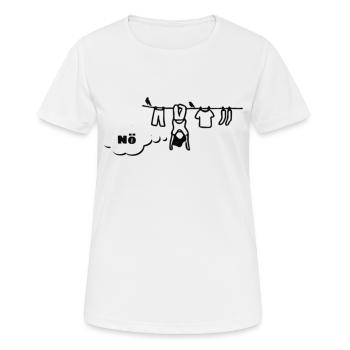 nö hängend an der Wäscheleine - Frauen T-Shirt atmungsaktiv - Weiß - Vorne - AI Model Female 172 dark (172cm)