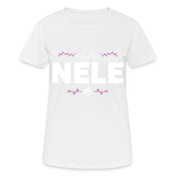 Nele - Frauen T-Shirt atmungsaktiv - Weiß - Vorne - AI Model Female 172 dark (172cm)