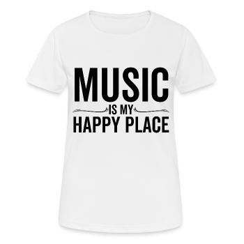 Musik ist mein glücklicher Ort - Frauen T-Shirt atmungsaktiv - Weiß - Vorne - AI Model Female 172 dark (172cm)