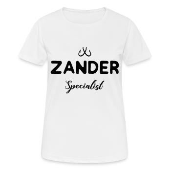 Zander Specialist - Angeln, Angler - Zander - Frauen T-Shirt atmungsaktiv - Weiß - Vorne - AI Model Female 172 dark (172cm)