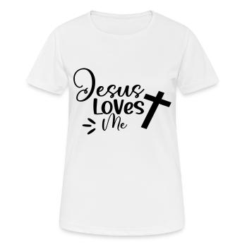 Jesus Loves Me - Frauen T-Shirt atmungsaktiv - Weiß - Vorne - AI Model Female 172 dark (172cm)