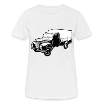 Framo pritsche Transporter Lkw DDR IFA Oldtimer - Frauen T-Shirt atmungsaktiv - Weiß - Vorne - AI Model Female 172 dark (172cm)