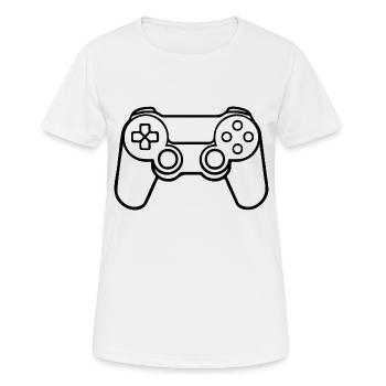 Manette de jeu de jeux vidéo - T-shirt respirant Femme - blanc - Devant - AI Model Female 172 dark (172cm)