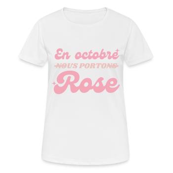 Octobre Rose Mois Cancer Sein - T-shirt respirant Femme - blanc - Devant - AI Model Female 172 dark (172cm)