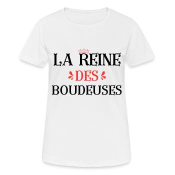 La reine des BOUDEUSES - T-shirt respirant Femme - blanc - Devant - AI Model Female 172 dark (172cm)