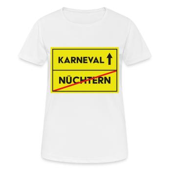 Straßenschild Karneval geradeaus weg von Nüchtern - Frauen T-Shirt atmungsaktiv - Weiß - Vorne - AI Model Female 172 dark (172cm)