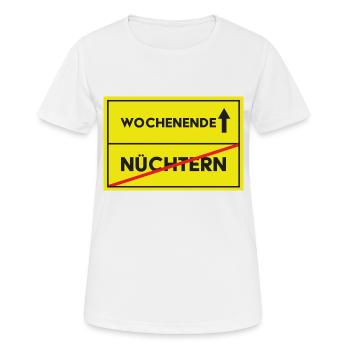 Straßenschild Wochenende geht man feiern - Frauen T-Shirt atmungsaktiv - Weiß - Vorne - AI Model Female 172 dark (172cm)