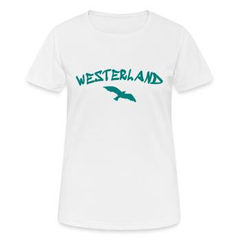Westerland - Sylt - Nordsee - Anker - Möwe - Insel - Frauen T-Shirt atmungsaktiv - Weiß - Vorne - AI Model Female 172 dark (172cm)