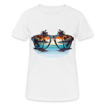 Sunglasses with palm trees - Women's Breathable T-Shirt - white - Front - AI Model Female 172 dark (172cm)