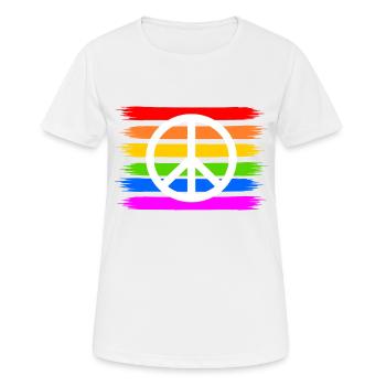 Signe de paix de paix sur le drapeau arc-en-ciel arc-en-ciel - T-shirt respirant Femme - blanc - Devant - AI Model Female 172 dark (172cm)